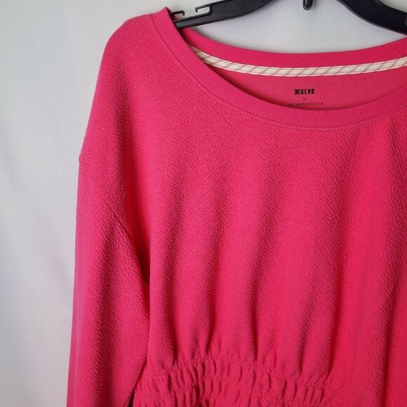 Maeve by Anthropologie Hot Pink Smocked Waist Pullover Top XL - Picture 4 of 10